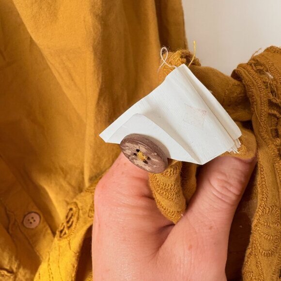 Zara Embroidered Cut Out Midi Dress Mustard Yellow Size Small - Picture 7 of 7